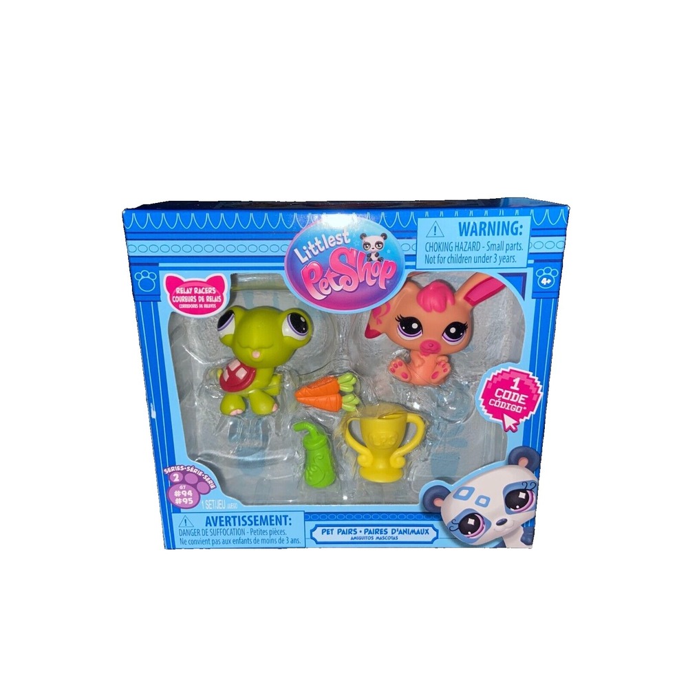 Littlest Pet Shop G7 Pet Pairs Series 2 #94 Turtle #95 Rabbit Relay Race LPS NEW